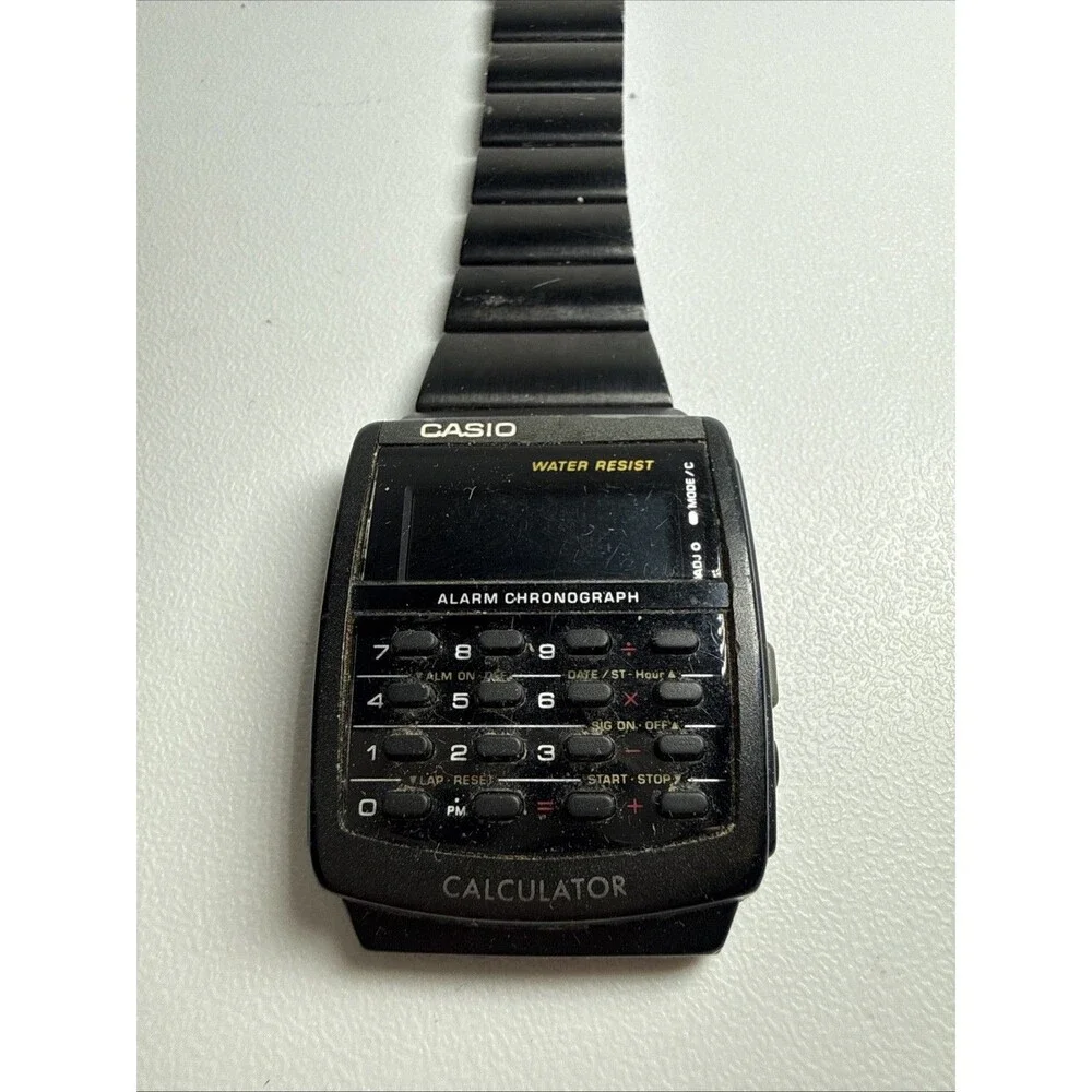 UNTESTED Casio CA-506 Digital Calculator Quartz Watch Black Bracelet